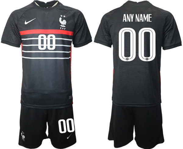 Men's France Custom Black Home Soccer Jersey Suit